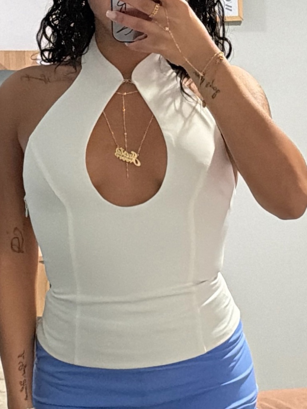 White Fox Boutique White Halter Keyhole Top